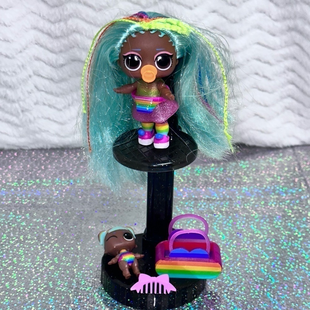 L.O.L. SURPRISE! Rare Hairgoals Rainbow Raver Big/Lil Sis Dolls Outfit Bag